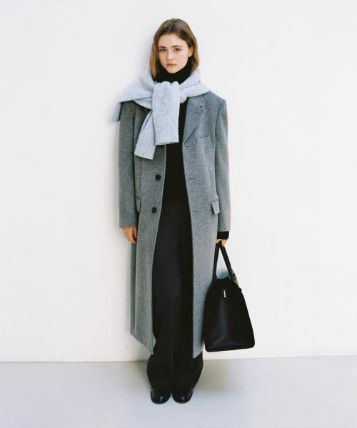 UNISEX 2-WAY 3 BUTTON CASHMERE COAT MELANGE GREY_UDCO4D121G2