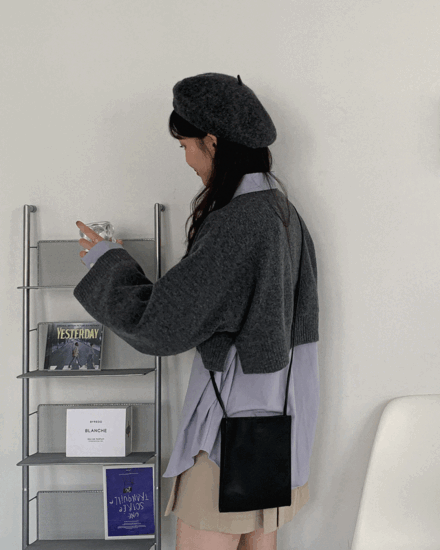 페리 크롭 라운드 니트