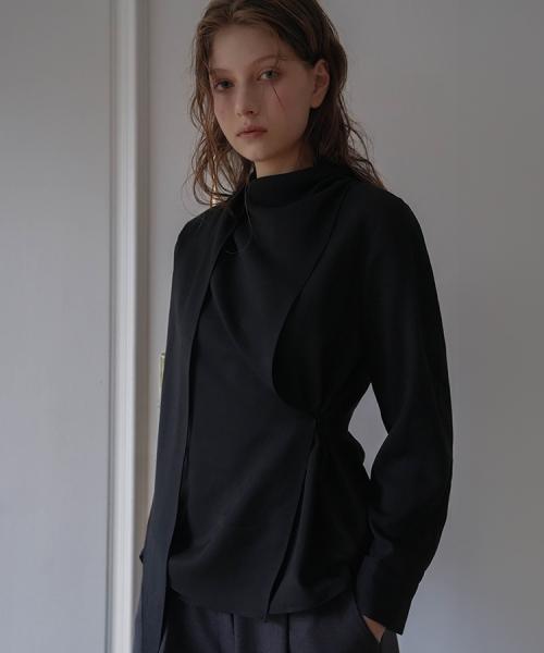 Wrap Scarf Blouse [Black]