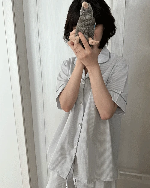 [unisex] 비욘드 면 반팔 파자마 set - 2 size