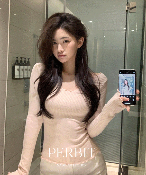 퍼빗 [허얇골넓🩰] [P.B MADE] 모모 여리브이 골지티 t - 5color