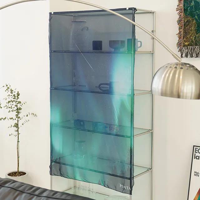 오로라 쉬폰 포스터 패브릭 밤 하늘 여름 풍경 천 가리개 그래픽 사진