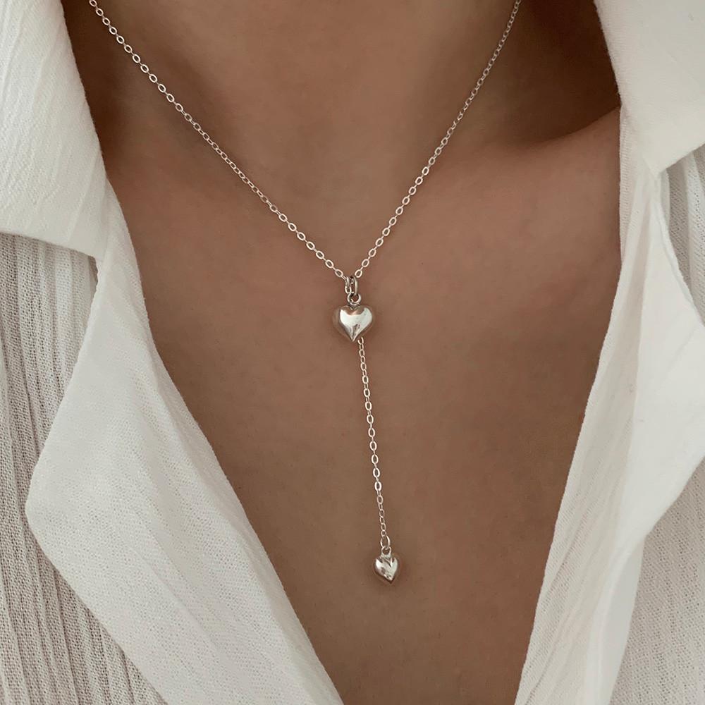 [MADE] 925 silver 투하트 Y드롭 목걸이