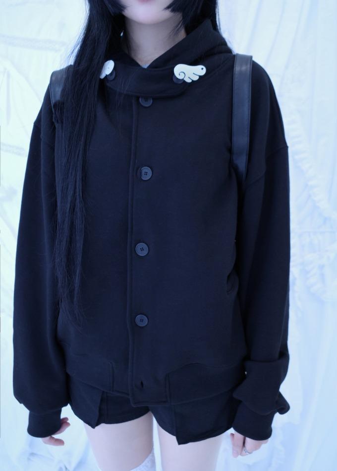 묘랑 [블랙단독진행] wish hood zip-up (4color)