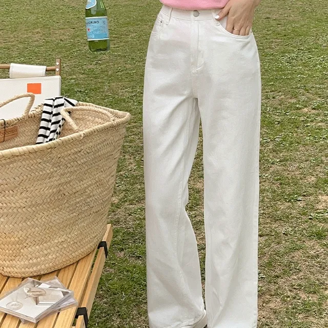 [~XL까지] 썸머 블랙화이트 코튼와이드팬츠 - 2color
