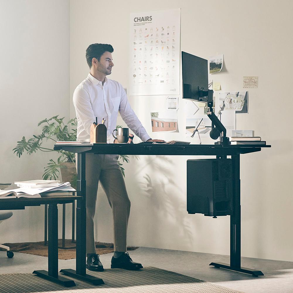 루나랩 높이조절 스탠딩 책상 듀얼모터 모션데스크 블랙 커브 1200