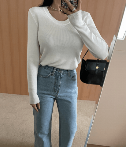 롤링 유넥 골지 니트