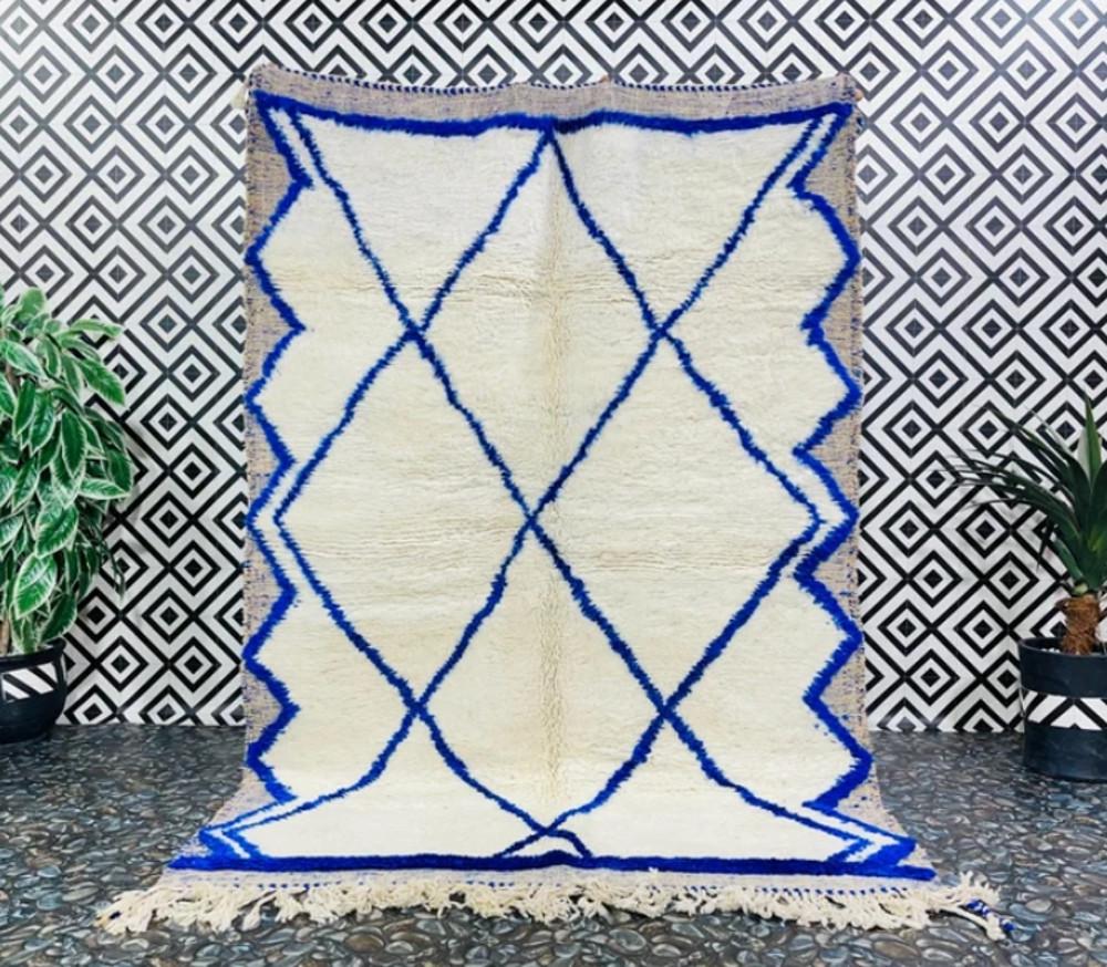 모로칸러그 블루 파란색러그 여름카페트 양모러그 핸드메이드러그 착시현상러그 171×250