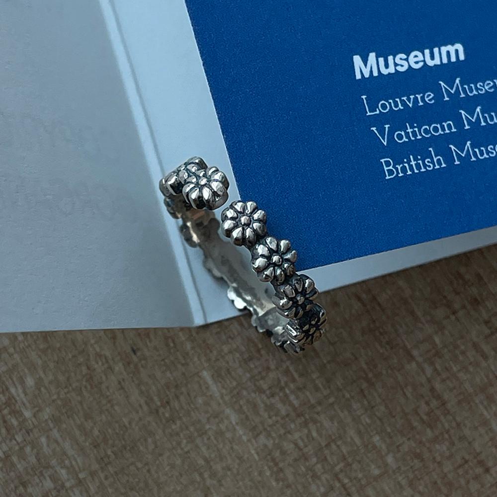 [실버925] 유화 블랙꽃 프리사이즈 반지