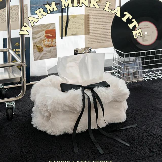 🖤블랙입고 밍크티슈커버 몽글몽글 라떼 각티슈케이스