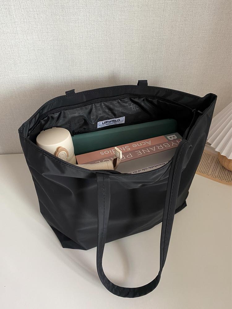 국산 생활방수 나일론 프라 스퀘어 빅 숄더 쇼퍼 지퍼 에코백