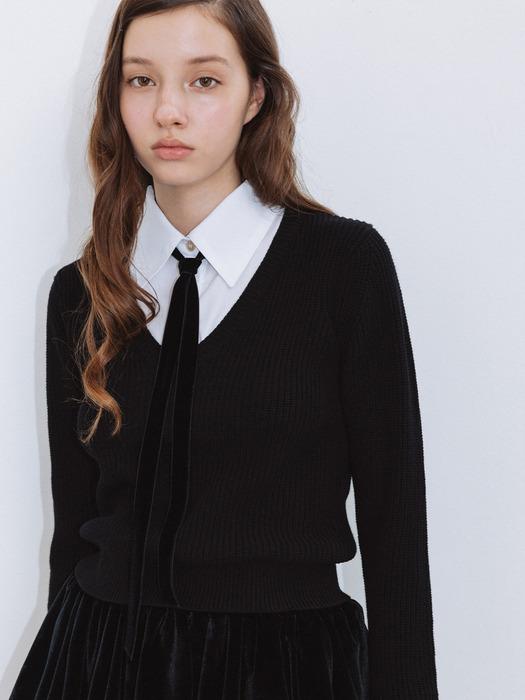 [단독][TIE SET]V-NECK SHIRT LAYER KNIT_TT5W302