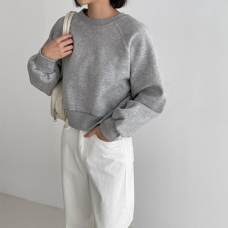 트루퍼 기모 크롭 맨투맨