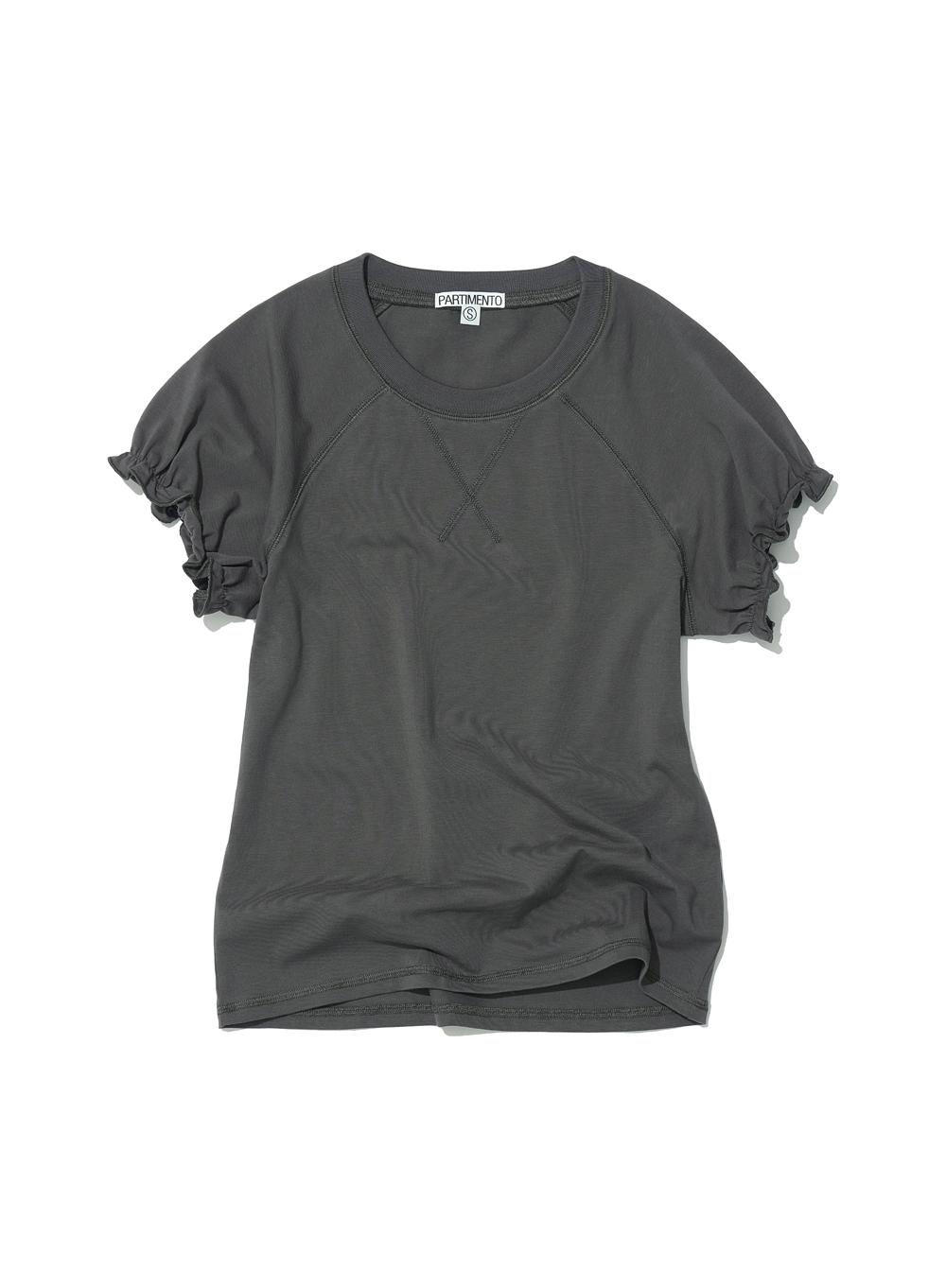 [WOMEN] RAGLAN PUFF SHORT SLEEVE TEE_CHARCOAL