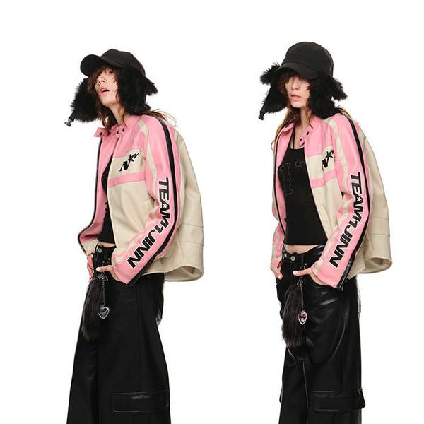 1JINNSTUDIO Matte black eco-friendly leather straight large pocket wide pants