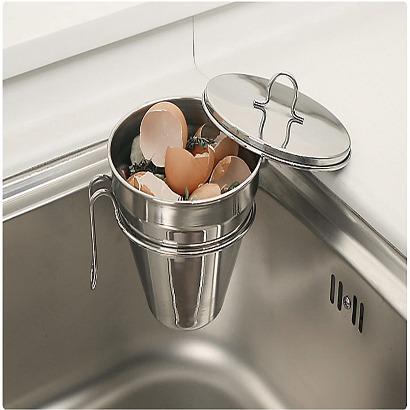 스텐 싱크대 쓰레기통