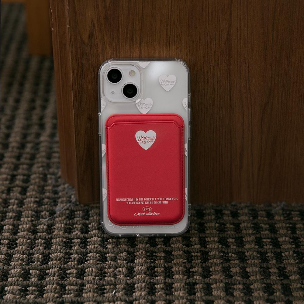 Belle 맥세이프 가죽 카드 홀더 (레드)