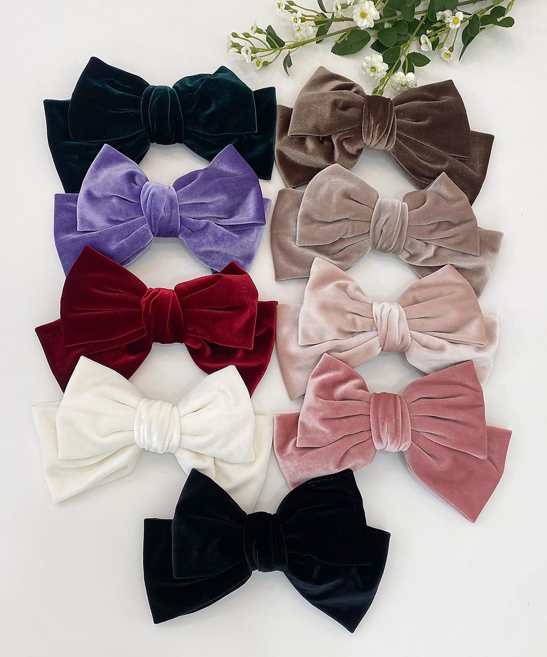 벨디아 [1+1할인] 고급 빅사이즈 공주 벨벳 머리핀 헤어핀 반묶음 왕 리본핀