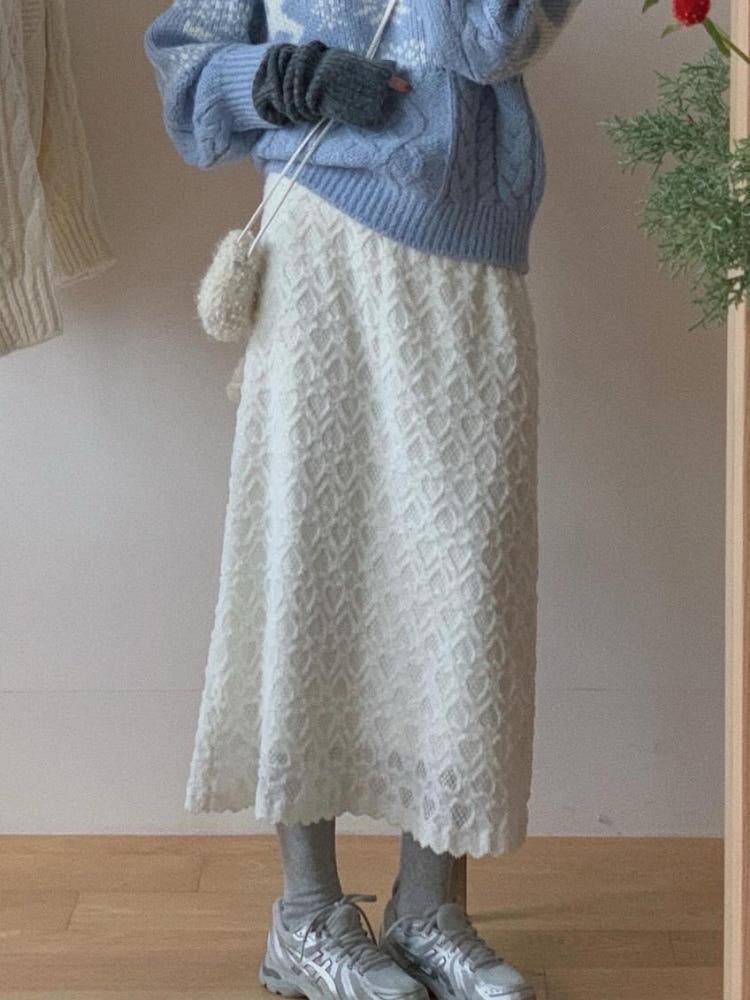 겨울 안감 기모 레이스 밴딩 러블리 스커트 치마 러빈데어