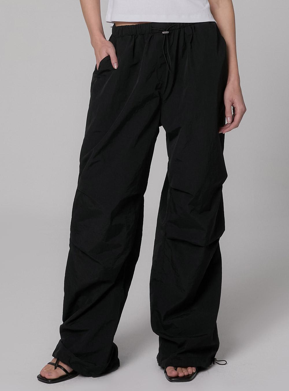 [9645] 유니섹스 스트링 와이드 팬츠 (블랙)