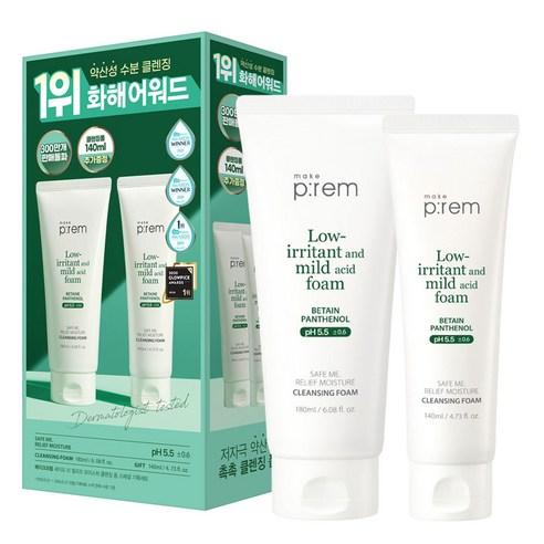 메이크프렘 세이프 미 릴리프 모이스처 클렌징 폼 180ml + 140ml 기획세트, 180ml, 1세트 - 스킨케어 | 쿠팡