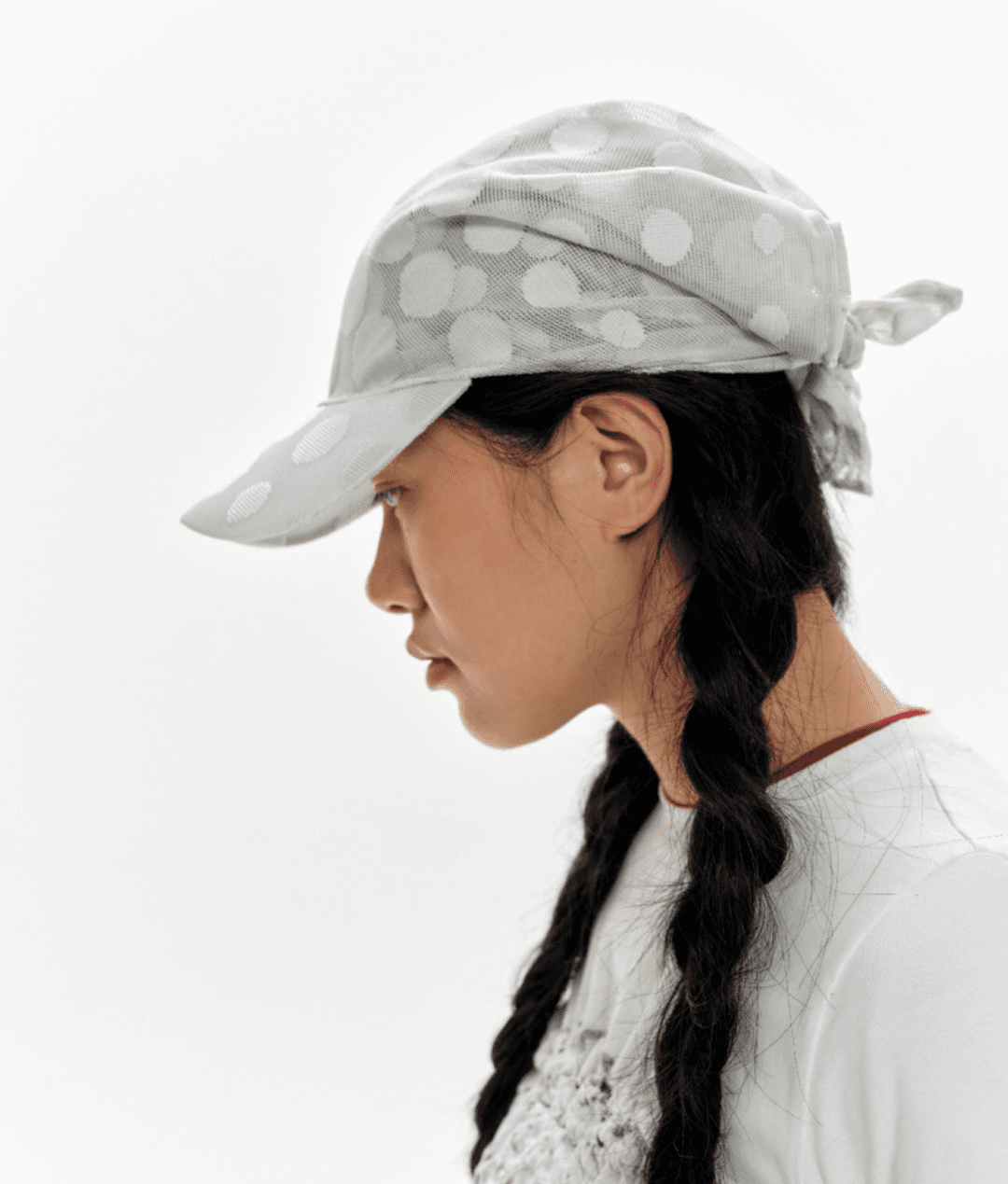 (당일출고) OINIMI 정품 폴카도트 시스루 스카프볼캡 스카프모자