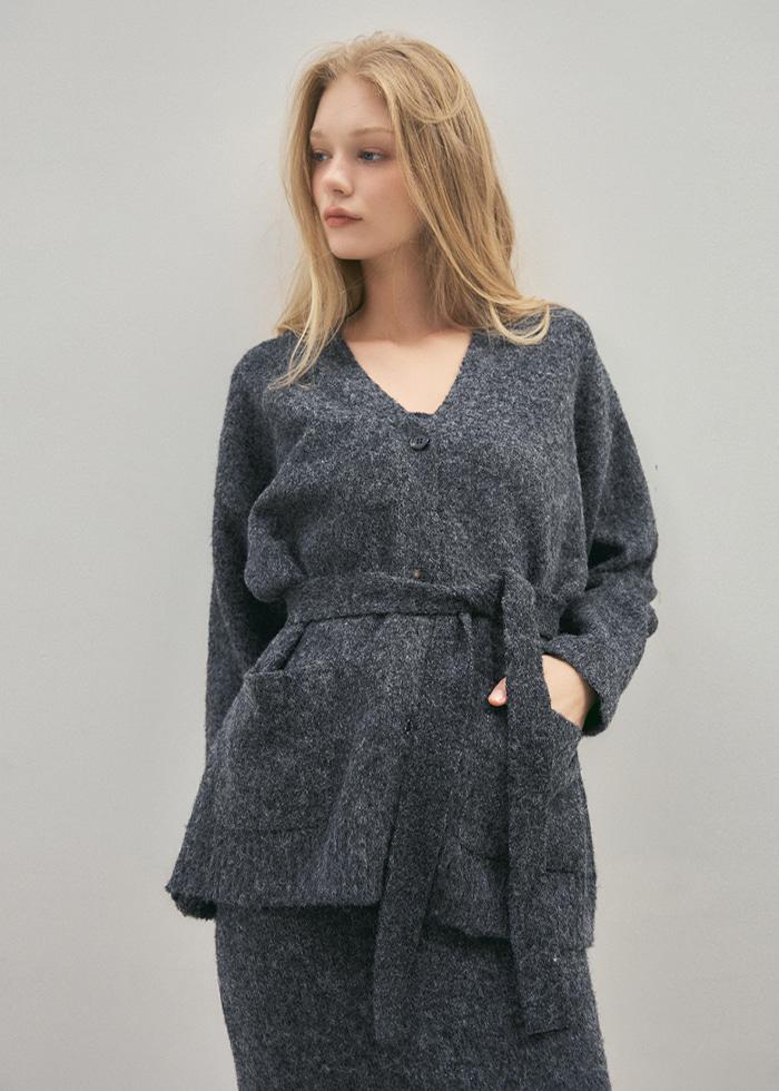 Soft Wool Over Hairy Knit Cardigan_CTK234(Charcoal)