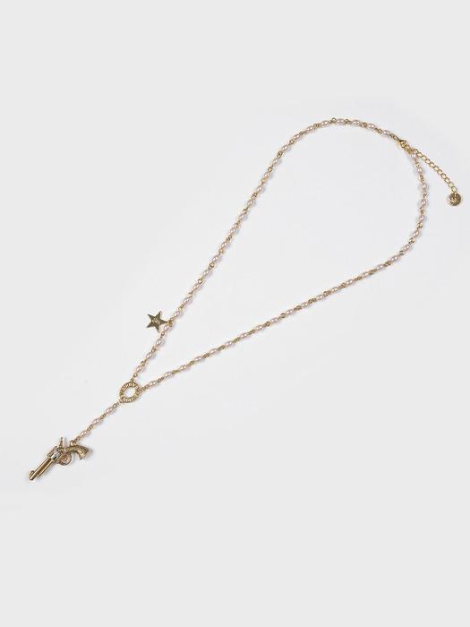 REVOLVER BEADS NECKLACE (GOLD&BEIGE)