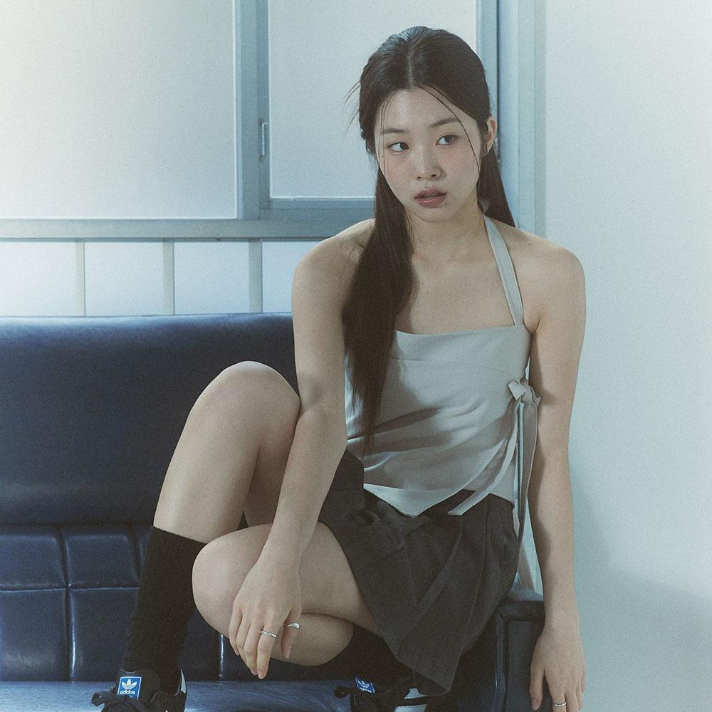[SPNK] 홀터 넥 언밸런스 튜브 탑_베이지