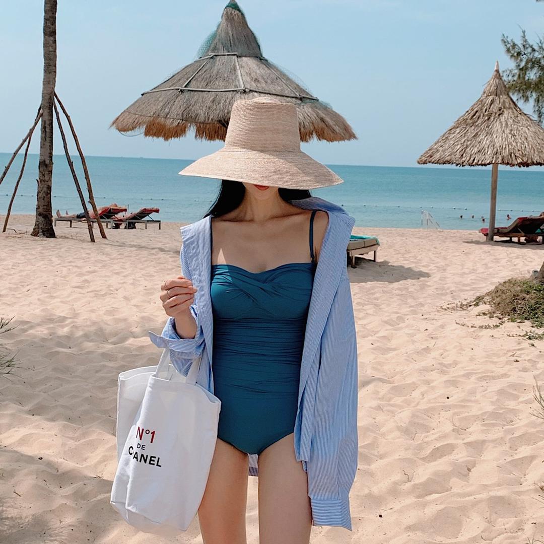 코르셋 원피스 수영복 ( 청록 )
