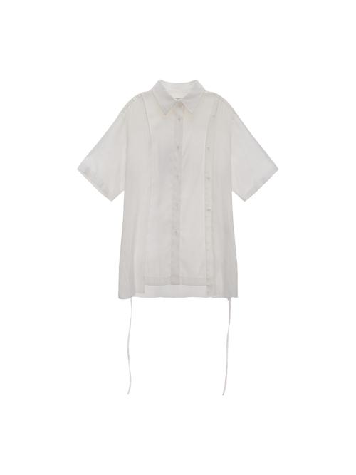 STRAP POINT BUTTON HALF SHIRTS IN WHITE