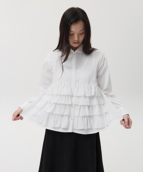 CANCAN FRILL BLOUSE, WHITE