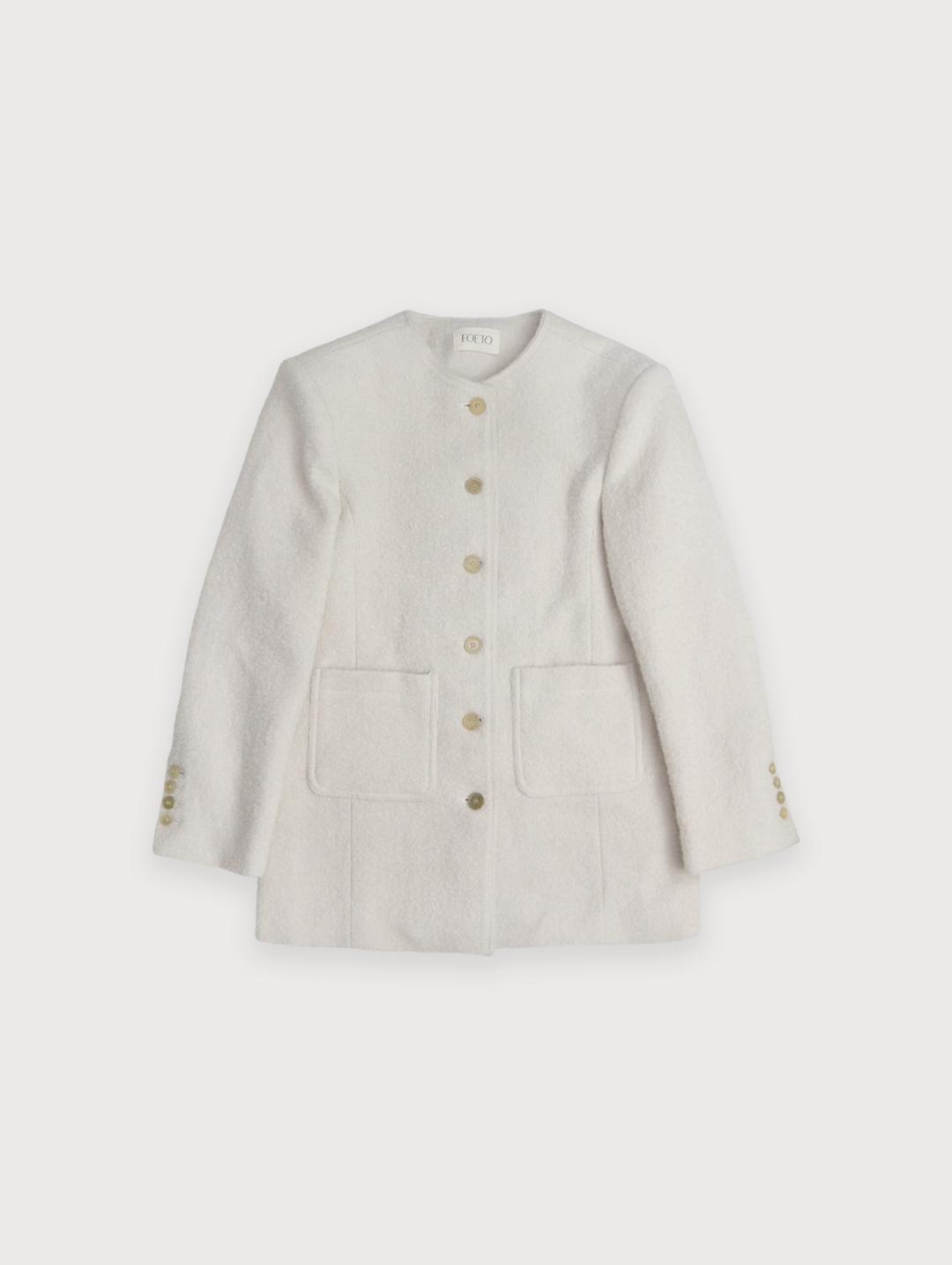 MAGNOLIA OVERFIT TWEED JACKET - IVORY