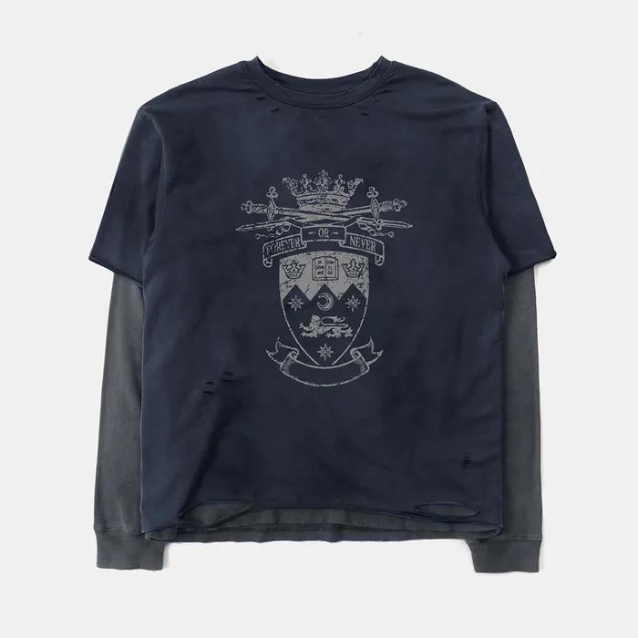 w-tee25-188 실드M 레이어드 롱슬리브 - 더스티블루