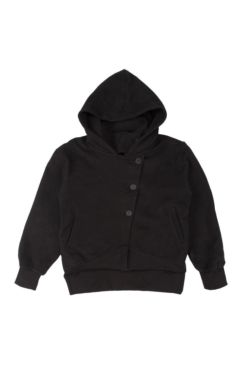 HIGH NECK HOOD ZIP UP BLACK