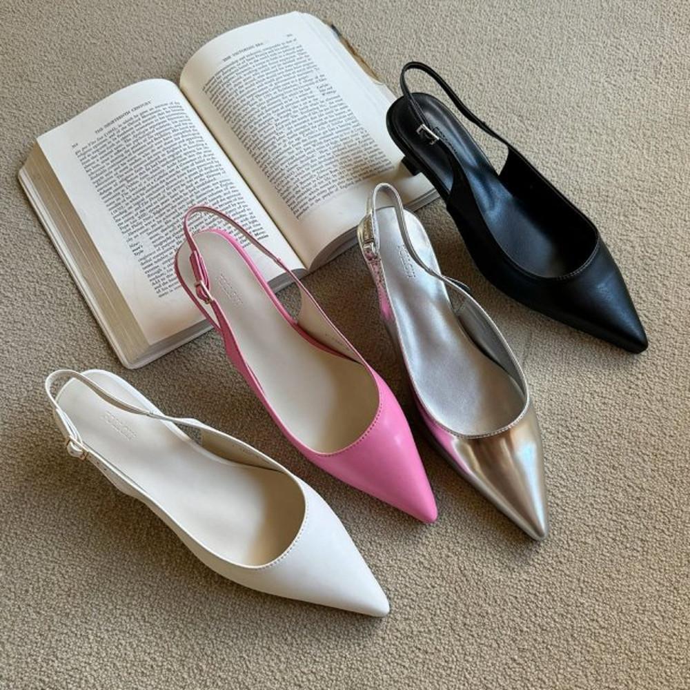 4.5cm 스틸레토 미들굽 슬링백힐