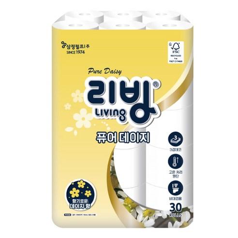 리빙티슈 퓨어 데이지 화장지, 30개입, 30m, 1개 - 고급롤화장지(3겹이상) | 쿠팡