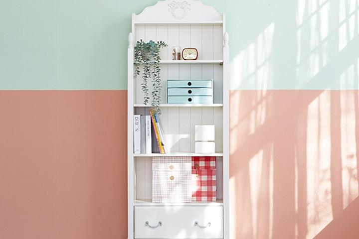 퀸앤 화이트 앤틱 원목 학생 책장