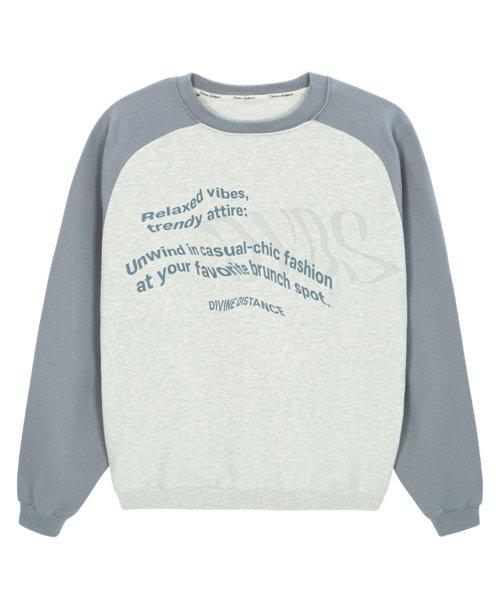 프린트 래글런 맨투맨 [화이트멜란지]