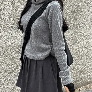 [컷아웃/🐰플리스후디] 슬릭 믹스 트임 셔링 플리스 후드 (3color)