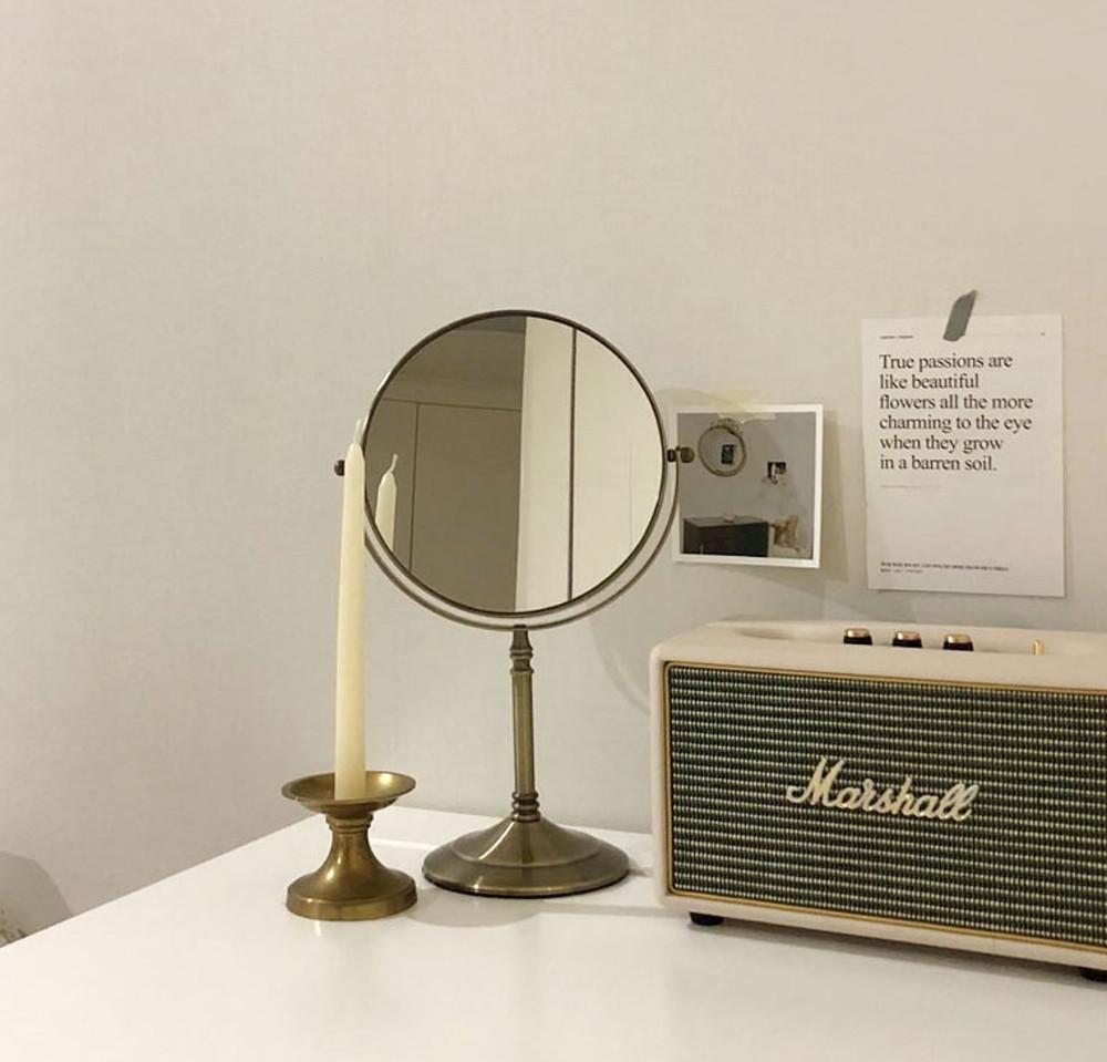 빈티지 골드프레임 양면 확대 탁상 화장 거울