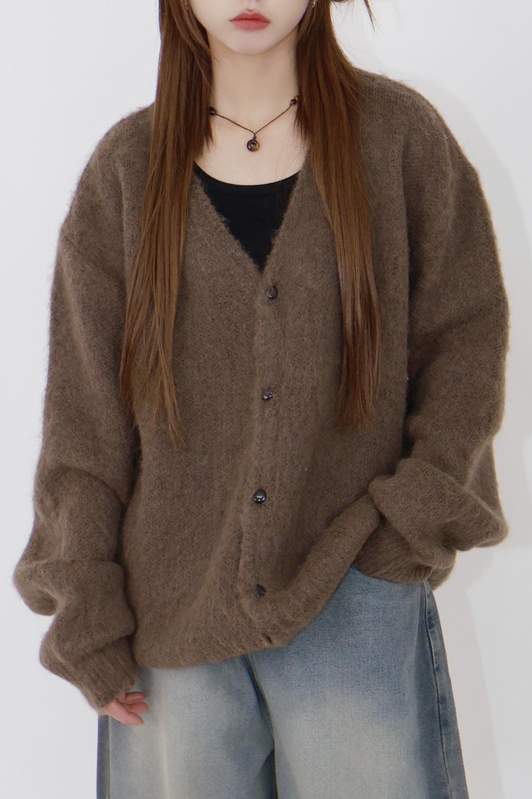 오버핏 박스 모헤어 가디건