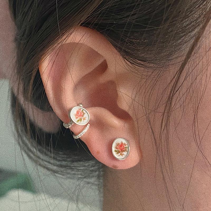 Tiny pink rose 귀걸이, 이어커프