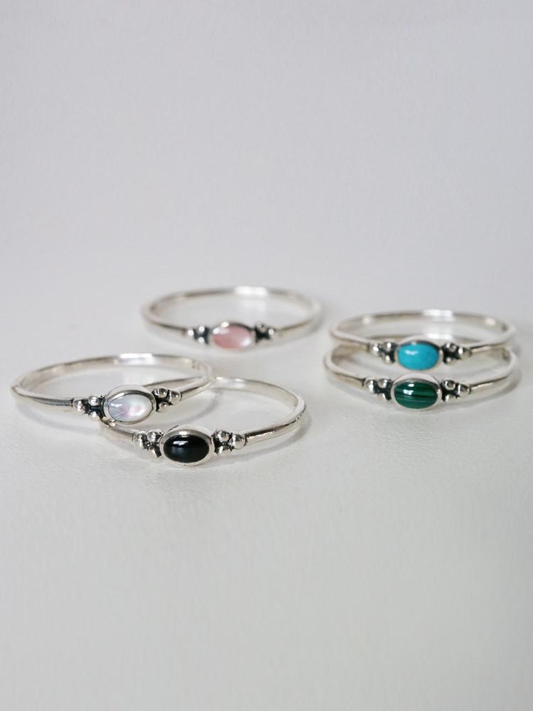 [무배]925silver 슬림 타원형 원석반지(우정반지)