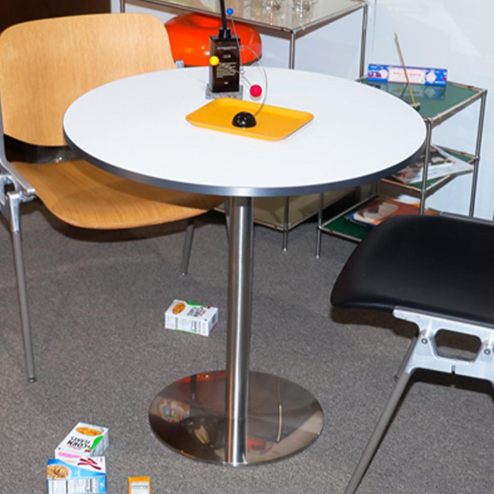 [에이퍼센트] OIO 화이트 750 원형 테이블 카페 미드 센추리 모던 호랑이가구(실버엣지)