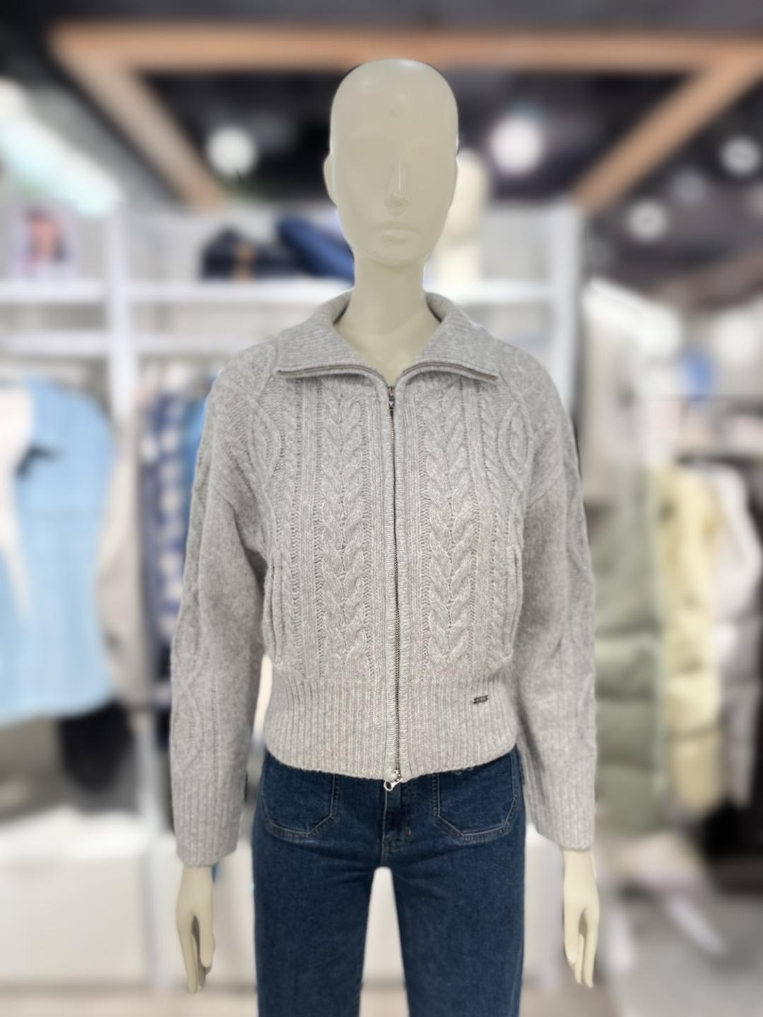 게스진(YM4S2663) 여성 케이블 세미크롭 집업 가디건