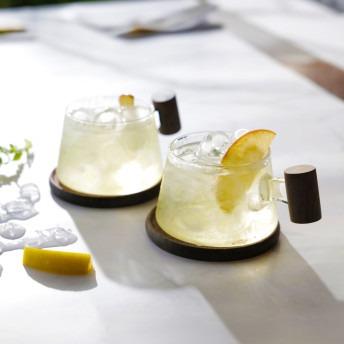 [접시 증정] 계수나무 내열유리 머그컵 우드코스터 2인 세트 (200ml)