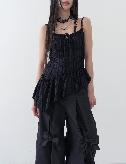 fringe frill scarf blouse