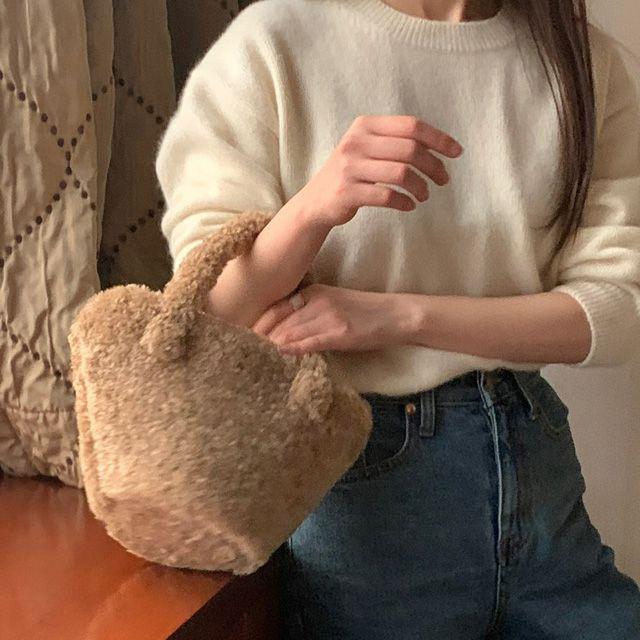 [당일출고] 뽀글이 미니 토트백 [ 털가방 뽀글이 양털가방 미니백 토트백  작은가방 귀여운가방 포인트아이템 ]