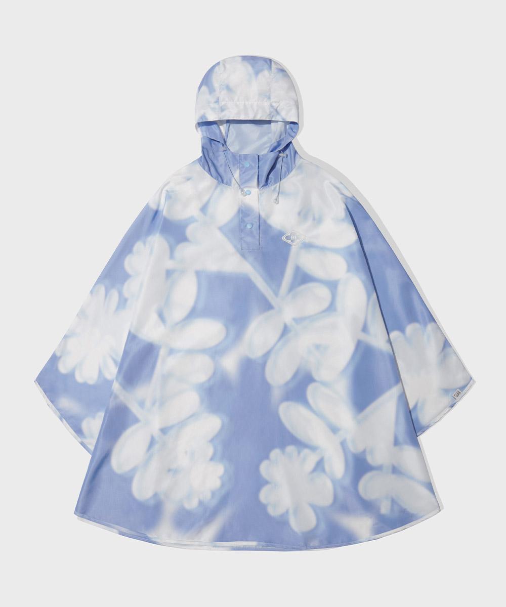 [07.10이내 출고][X MINJUKIM] FLORAL GRAPHIC PACKABLE PONCHO - BLUE